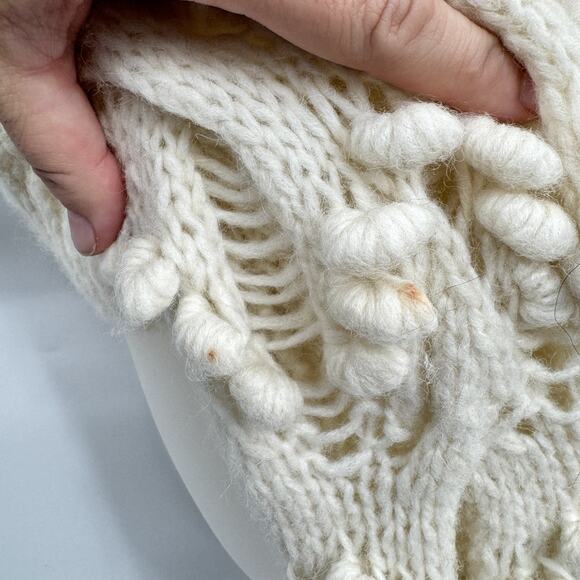 One On One Revolve Alpaca Popcorn Cable Knit Sweater Sz 1/Small Ivory Cottage ** - Picture 6 of 14